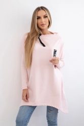 Bluza oversize z asymetrycznymi bokami pudrowy róż. Czerwone bluzy bez kaptura damskie KESI, l, z bawełny. Za 209.11 zł.