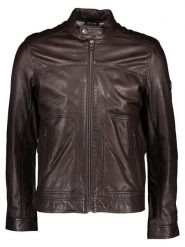 Bugatti Skórzana kurtka w kolorze ciemnobrązowym rozmiar: 54. Brązowe kurtki męskie Bugatti, bez wzorów, ze skóry, bez kaptura. Za 891.99 zł.