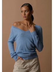 Perfect Cashmere Kaszmirowy sweter w kolorze błękitnym rozmiar: XL. Niebieskie swetry klasyczne damskie Perfect Cashmere, xl, z kaszmiru, bez kołnierzyka. Za 370.71 zł.