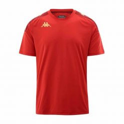 Koszulka Kappa Gianto. Czerwone t-shirty sportowe męskie Kappa, m, z materiału, bez ramiączek, do piłki nożnej. Za 141.65 zł.