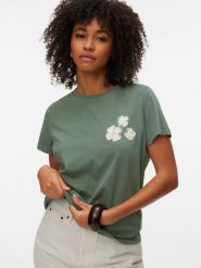 Vero Moda Koszulka w kolorze zielonym rozmiar: XS. Zielone t-shirty damskie Vero Moda, xs, bez wzorów, z bawełny, bez kołnierzyka. Za 55.95 zł.