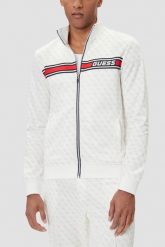 GUESS Biała rozpinana męska bluza w monogram Korbin, Rozmiar L. Białe bluzy bez kaptura męskie Guess, l. W wyprzedaży za 509.99 zł.
