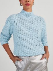 LA Angels Sweter w kolorze błękitnym rozmiar: L. Niebieskie golfy damskie LA Angels, l, bez wzorów, ze splotem, bez ramiączek. Za 162.49 zł.