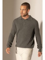 Perfect Cashmere Kaszmirowa koszulka polo "Spencer" w kolorze szarym rozmiar: L. Szare koszulki polo męskie Perfect Cashmere, l, bez wzorów, z kaszmiru, bez ramiączek. Za 407.53 zł.