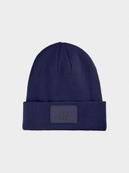 4F Czapka beanie uniseks - granatowa Uniwersalny. Niebieskie czapki męskie 4f, na zimę, bez wzorów, z syntetyku, klasyczne. W wyprzedaży za 39.99 zł.