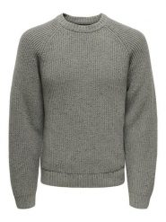 ONLY & SONS Sweter "Litus" w kolorze szarym rozmiar: M. Szare swetry męskie Only & Sons, m, bez wzorów, z wełny, bez kołnierzyka. Za 118.56 zł.