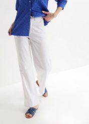Jeansy wide leg, high waist, ze stretchem. Białe jeansy damskie bonprix, z podwyższonym stanem. Za 134.99 zł.