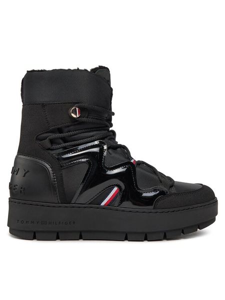 Tommy Hilfiger Śniegowce Patent Snowboot FW0FW07852 Czarny. Czarne śniegowce damskie Tommy Hilfiger, ze skóry. Za 449.99 zł.