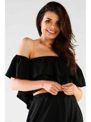 Awama Bluzka w kolorze czarnym rozmiar: S/M. Czarne bluzki damskie Awama, m, bez wzorów, bez kołnierzyka, bez ramiączek. Za 107.99 zł.