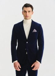 PAKO LORENTE - Granatowa sztruksowa marynarka męska. Marynarki męskie Pako Lorente, bez wzorów, z bawełny. Za 599.99 zł.