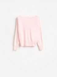 Sweter z wełną - pastelowy róż. Czerwone swetry klasyczne damskie Reserved, l, z dzianiny, bez kołnierzyka. Za 179.99 zł.