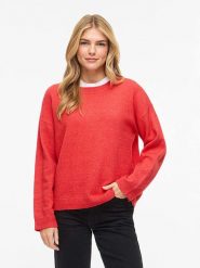 Vila Sweter "Viliga" w kolorze czerwonym rozmiar: M. Czerwone swetry klasyczne damskie Vila, m, z materiału, bez kołnierzyka. Za 101.47 zł.