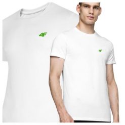 T-shirt męski bawełniany 4F 4FWSS25TTSHM3096. Białe t-shirty męskie 4f, m, bez wzorów, z bawełny, bez kołnierzyka. Za 36.99 zł.