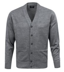 Męski Sweter Wełniany na Guziki - Kardigan - Pako Jeans - Popielaty. Szare kardigany męskie Pako Jeans, l, bez wzorów, z jeansu, casualowe, bez kołnierzyka. Za 225.00 zł.