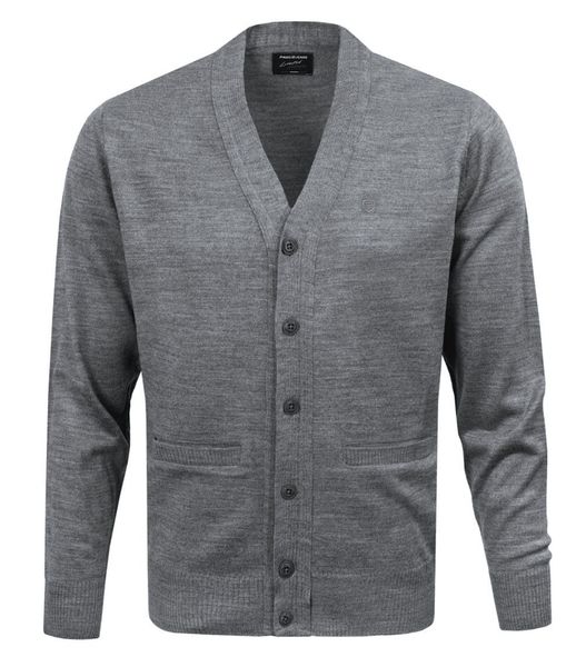 Męski Sweter Wełniany na Guziki - Kardigan - Pako Jeans - Popielaty. Szare kardigany męskie Pako Jeans, l, bez wzorów, z jeansu, casualowe, bez kołnierzyka. Za 225.00 zł.
