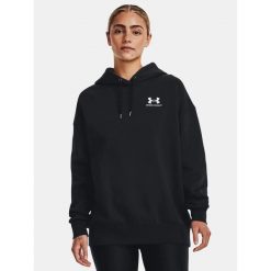 Bluza fitness damska UNDER ARMOUR Icon Fleece Oversized Hoodie z kapturem. Czarne bluzy sportowe damskie Under Armour, m. Za 189.99 zł.