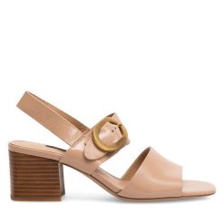 Sandały GINO ROSSI. Brązowe sandały damskie Gino Rossi, bez wzorów, bez obcasa, na słupku. Za 249.99 zł.