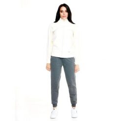 Bluza z zamek błyskawiczny na co dzień na siłownię. Białe bluzy bez kaptura damskie LEONE 1947 APPAREL, z bawełny. W wyprzedaży za 157.01 zł.