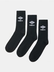 Prążkowane wysokie skarpetki sportowe 3 pack Umbro - czarny. Czarne skarpetki męskie Sinsay, bez wzorów, prążkowane. Za 22.99 zł.