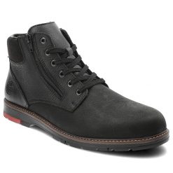 Czarne Botki Rieker Ocieplane Obuwie Męskie. Czarne buty zimowe męskie Rieker, z materiału, bez zapięcia. Za 369.00 zł.