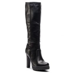 Kozaki Jenny Fairy. Czarne kozaki damskie Jenny Fairy, bez obcasa, na słupku. Za 169.99 zł.