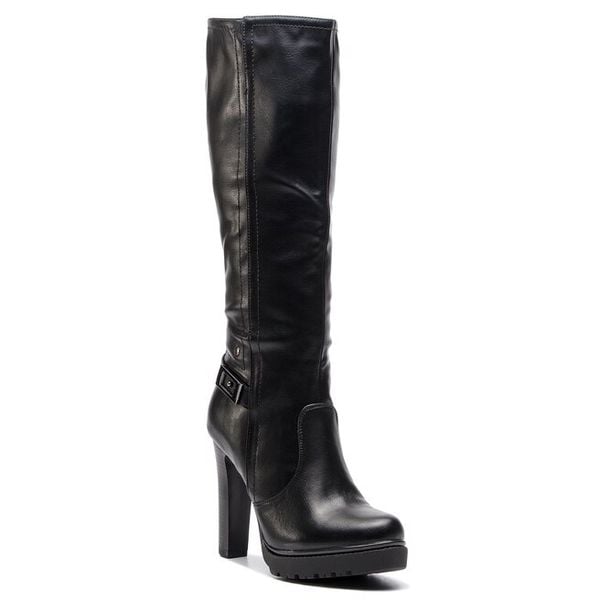 Kozaki Jenny Fairy. Czarne kozaki damskie Jenny Fairy, bez obcasa, na słupku. Za 169.99 zł.