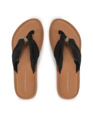 Tommy Hilfiger Japonki Th Elevated Beach Sandal FW0FW06985 Czarny. Czarne klapki damskie Tommy Hilfiger, bez wzorów, z materiału, bez obcasa. Za 159.99 zł.