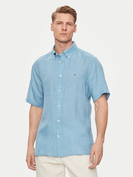 Tommy Hilfiger Koszula MW0MW35207 Niebieski Regular Fit. Niebieskie koszule męskie Tommy Hilfiger, m, bez wzorów, ze lnu, bez kołnierzyka, bez ramiączek. Za 239.99 zł.