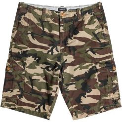 Spodenki turystyczne męskie Quiksilver Crucialbattlesh. Zielone szorty męskie Quiksilver, z bawełny, bez kołnierzyka. Za 123.00 zł.
