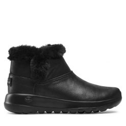 Botki Skechers. Czarne botki damskie Skechers, bez obcasa, na płaskiej podeszwie, bez zapięcia. Za 279.99 zł.