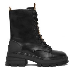Trzewiki Nine West. Czarne botki damskie Nine West, bez obcasa, na płaskiej podeszwie, bez zapięcia. Za 289.99 zł.