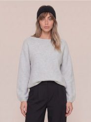 Sweter chunky z szerokimi rękawami - szary. Szare swetry klasyczne damskie Sinsay, l, bez kołnierzyka. Za 59.99 zł.