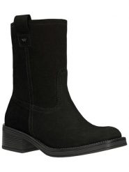 Wojas Skórzane botki w kolorze czarnym rozmiar: 40. Czarne botki damskie Wojas, z nubiku, eleganckie, bez obcasa, bez zapięcia. Za 339.37 zł.