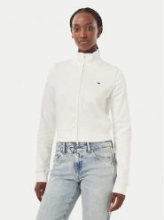 Tommy Jeans Bluza Flag DW0DW23535 Biały Slim Fit. Białe bluzy bez kaptura damskie Tommy Jeans, s, z bawełny. Za 369.99 zł.