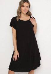 Czarna Rozkloszowana Wiskozowa Sukienka Trivoria. Czarne sukienki damskie Born2be, na co dzień, l, bez wzorów, z materiału, eleganckie, bez kołnierzyka, bez ramiączek, midi, rozkloszowane. W wyprzedaży za 55.99 zł.