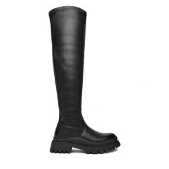 Muszkieterki DeeZee. Czarne kozaki damskie DeeZee, bez obcasa, na płaskiej podeszwie. Za 229.99 zł.