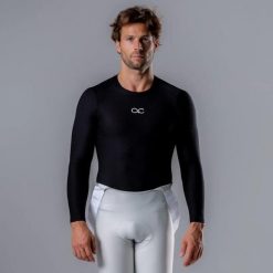 Męska Base Layer Koszulka Termoaktywna Kolarska Długi Rękaw. Czarne bielizna termoaktywna męska ACELERA, l, bez wzorów, z materiału. Za 149.99 zł.