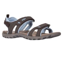 Sandały Trekkingowe Damskie Serac. Niebieskie sandały damskie Trespass, bez wzorów, z materiału, bez obcasa, na obcasie. Za 165.99 zł.