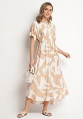 Brązowa Sukienka Rozkloszowana z Bawełną w Abstrakcyjny Print Telanisa. Brązowe sukienki damskie Born2be, na co dzień, xl, bez wzorów, z bawełny, eleganckie, bez kołnierzyka, bez ramiączek, maxi, rozkloszowane. W wyprzedaży za 71.99 zł.