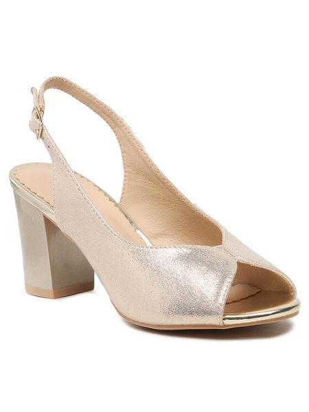 Clara Barson Sandały ACANNA KL-230801-02 Złoty. Żółte sandały damskie Clara Barson, bez wzorów, z materiału, bez obcasa, na słupku. Za 109.99 zł.