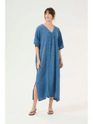 CULTURE Sukienka w kolorze niebieskim rozmiar: L. Niebieskie sukienki damskie Culture, l, bez wzorów, z bawełny, bez kołnierzyka, bez ramiączek, maxi. Za 139.20 zł.