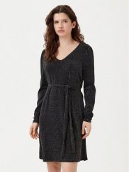 Vila Sukienka dzianinowa Eleina 14100741 Czarny Regular Fit. Czarne sukienki damskie Vila, xl, bez wzorów, z dzianiny, bez kołnierzyka, bez ramiączek. Za 149.99 zł.