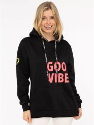 Zwillingsherz Bluza "Good Vibes 2.0" w kolorze czarnym rozmiar: S/M. Czarne bluzy z kapturem damskie Zwillingsherz, m. Za 176.08 zł.
