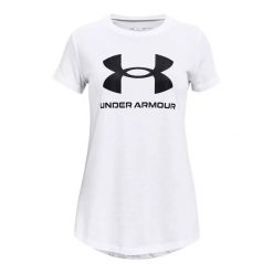 Koszulka dziewczęca Under Armour Live Sportstyle Graphic SS. Białe koszulki dziewczęce Under Armour, m, bez wzorów, bez ramiączek. Za 59.99 zł.