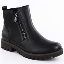 Skórzane botki damskie workery czarne Rieker 78556-00. Czarne botki damskie Rieker, ze skóry, bez obcasa, bez zapięcia. Za 429.00 zł.