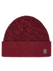 Tommy Hilfiger Czapka Monogram All Over Beanie AW0AW15327 Czerwony. Czerwone czapki zimowe damskie Tommy Hilfiger, z syntetyku. Za 439.99 zł.