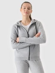 4F Bluza dresowa rozpinana z kapturem damska - szara XL. Szare bluzy z kapturem damskie 4f, xl, z bawełny. Za 189.99 zł.