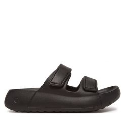 Klapki ECCO. Czarne klapki damskie ECCO, bez wzorów, bez obcasa. Za 219.99 zł.