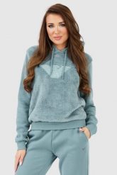 EMPORIO ARMANI Zielona pluszowa bluza damska. Zielone bluzy z kapturem damskie Emporio Armani, s, z poliesteru. W wyprzedaży za 399.99 zł.