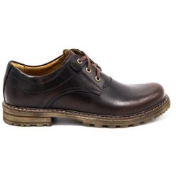 Kampol Buty męskie trapery skórzane 32/K Kabir brązowe. Brązowe buty zimowe męskie ze skóry, bez zapięcia. Za 392.97 zł.